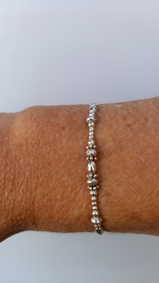 Bracelet en perle d'argent 925 ème, réglable et waterproof

 